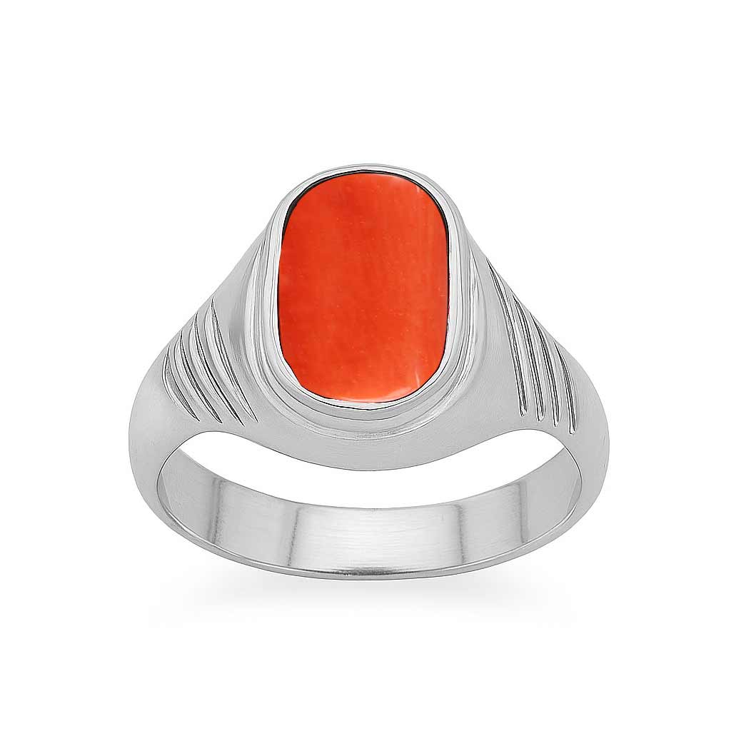 Shop Traditional 925 Sterling Silver Red Coral Ring for Men Online