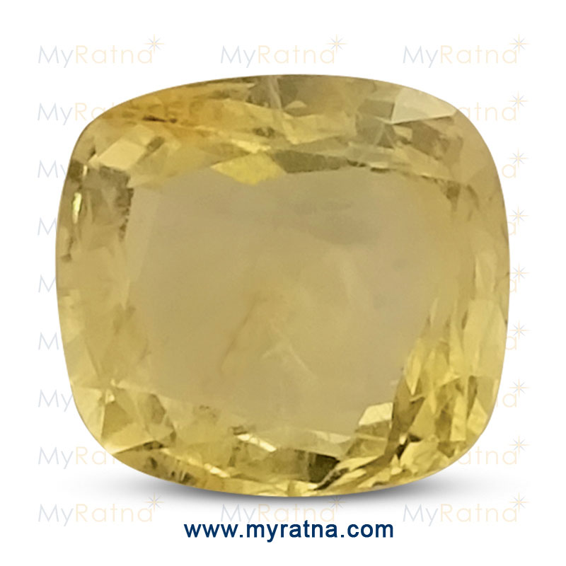 Nautal and flawless Cushion cut 4 carat natural ceylon yellow sapphire good quality