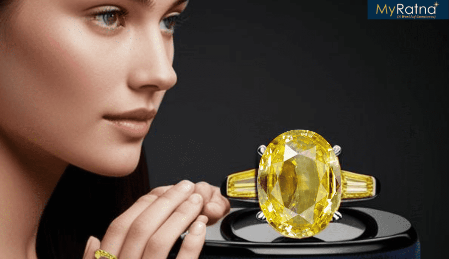 Yellow Sapphire gemstone enhance Love Marriage Line in Female Hand