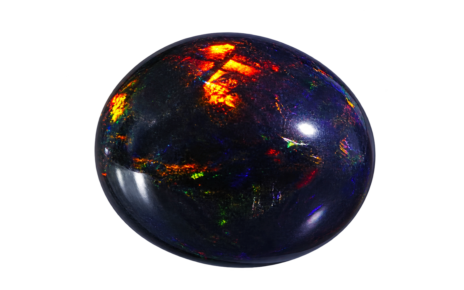 Natural Black Opal Stone Cabochon with Multicolor Play of Color
