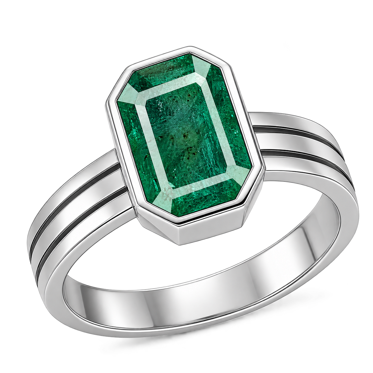 Silver Emerald Ring