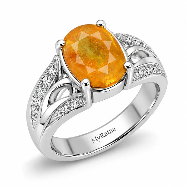 Silver Yellow Sapphire Rings