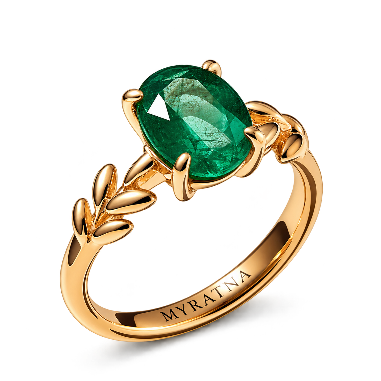 real modern emerald ring design in gold