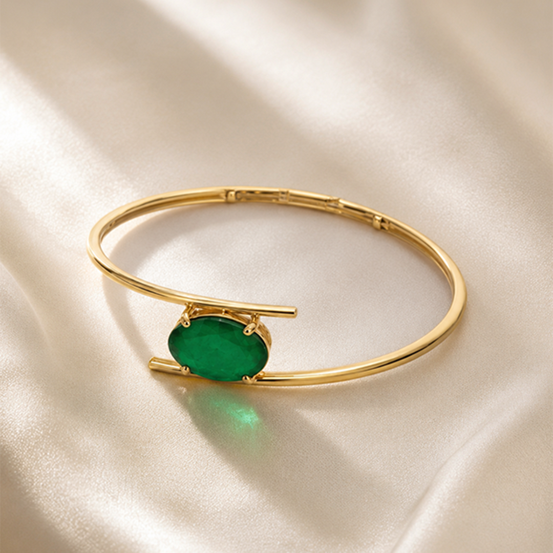 Green Stone Grace Open Gemstone Bracelet in 22kt Gold Vermeil