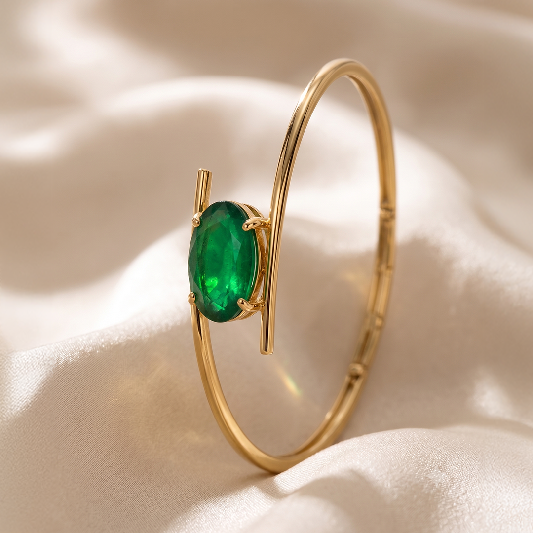 Green Stone Grace Open Gemstone Bracelet in 22kt Gold Vermeil