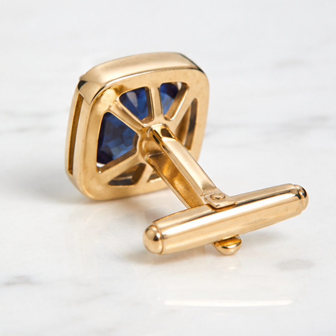 Royal Blue Gemstone Halo Cufflinks in 22kt Gold Vermeil