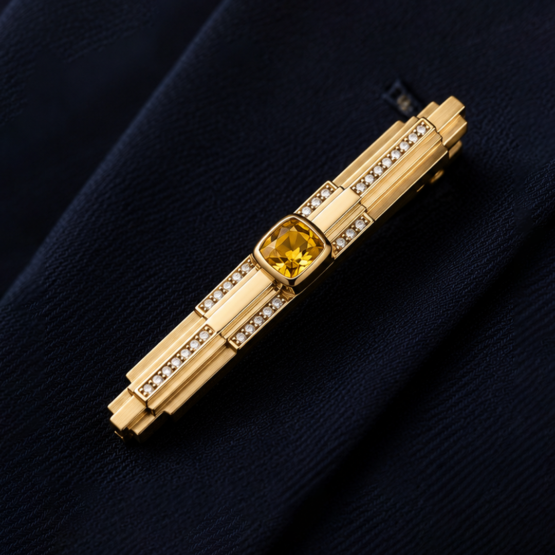 Imperial Yellow Gemstone Tie Clip in 22kt Gold Vermeil