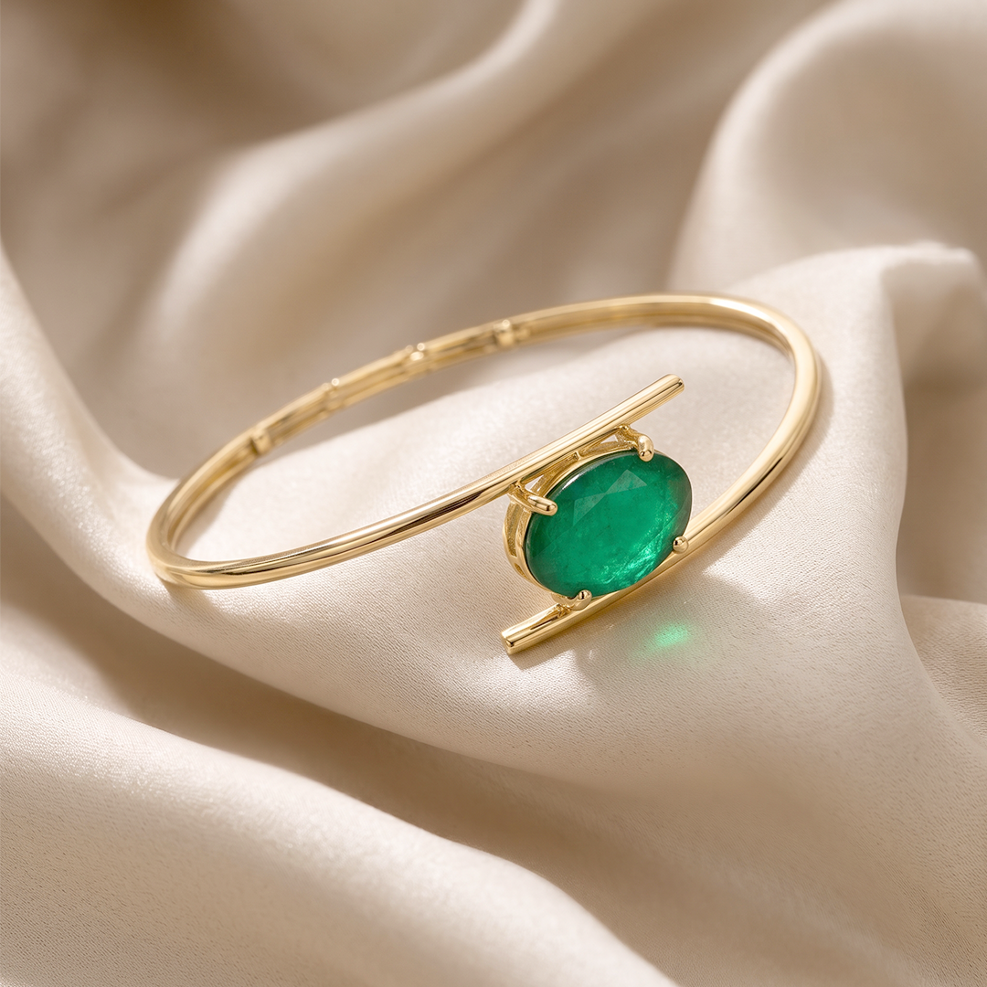 Green Stone Grace Open Gemstone Bracelet in 22kt Gold Vermeil