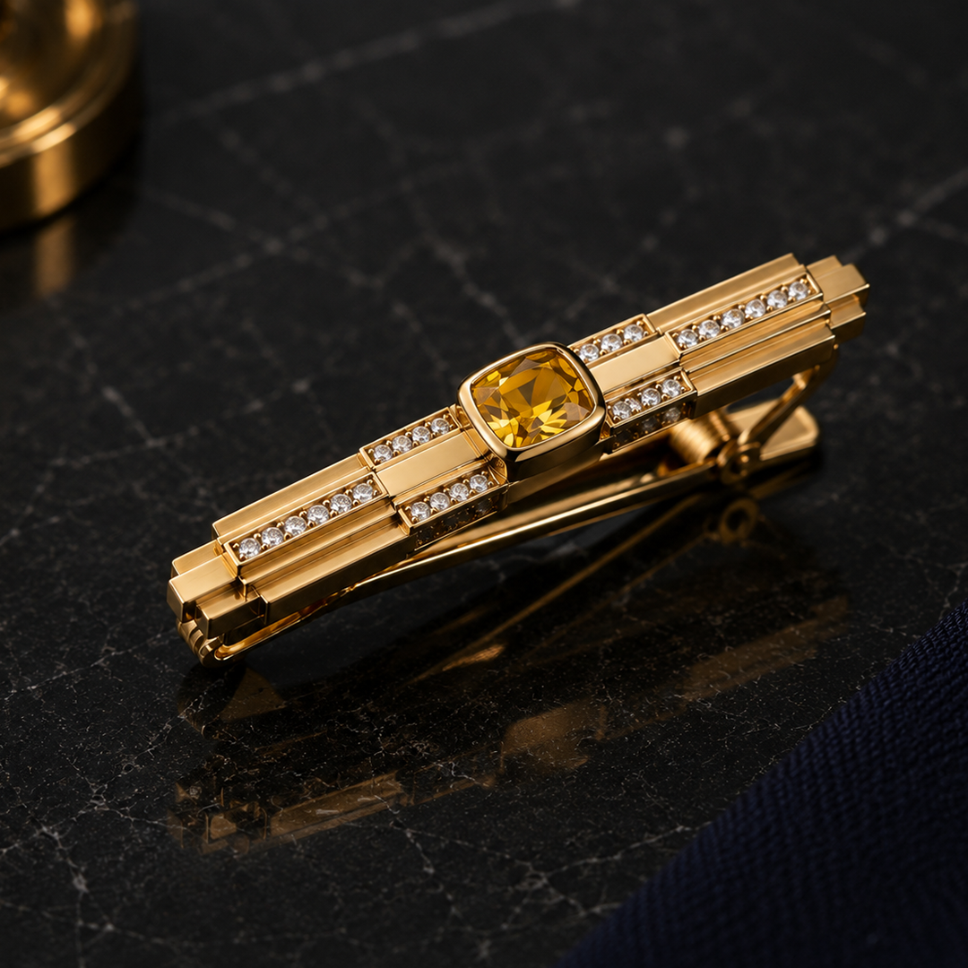 Imperial Yellow Gemstone Tie Clip in 22kt Gold Vermeil
