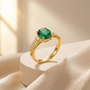 Green Stone Radiance Ring in 22kt Gold Vermeil
