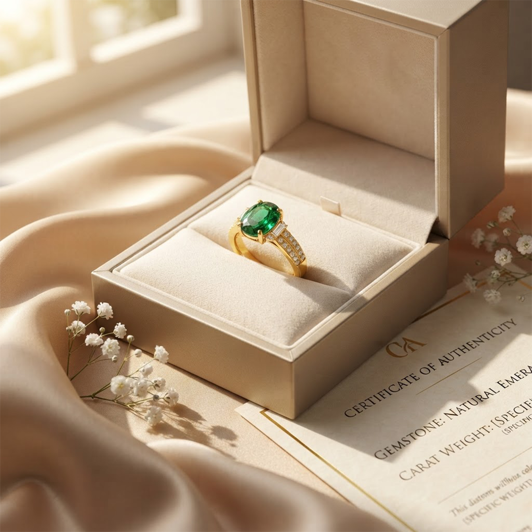 Green Stone Radiance Ring in 22kt Gold Vermeil