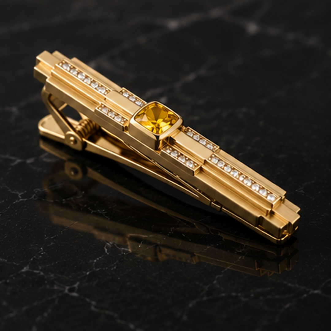 Imperial Yellow Gemstone Tie Clip in 22kt Gold Vermeil