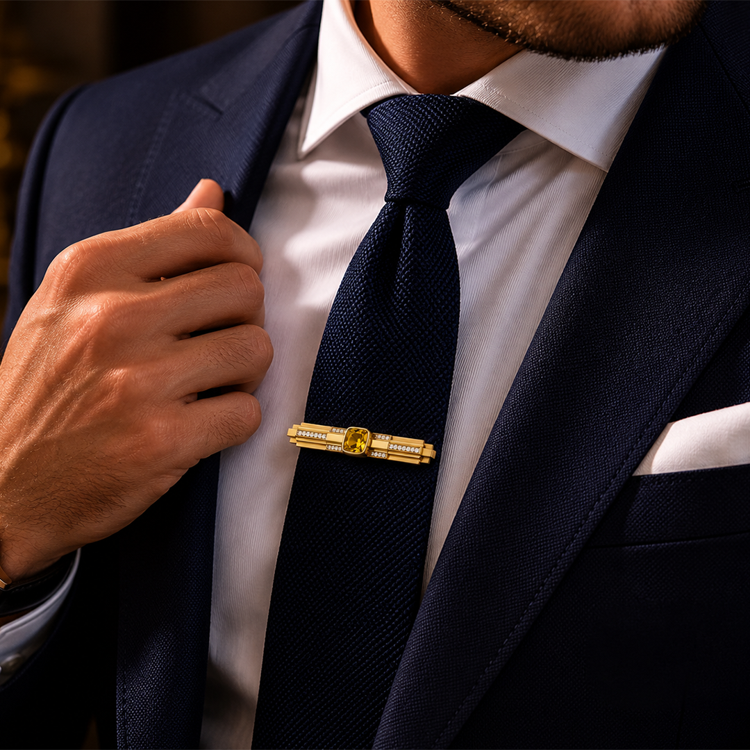 Imperial Yellow Gemstone Tie Clip in 22kt Gold Vermeil