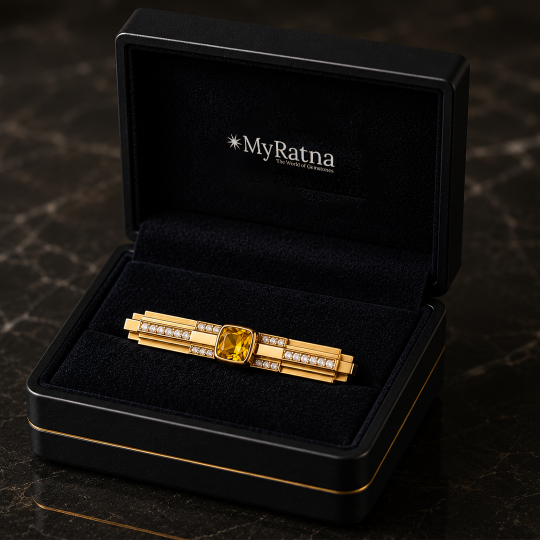 Imperial Yellow Gemstone Tie Clip in 22kt Gold Vermeil