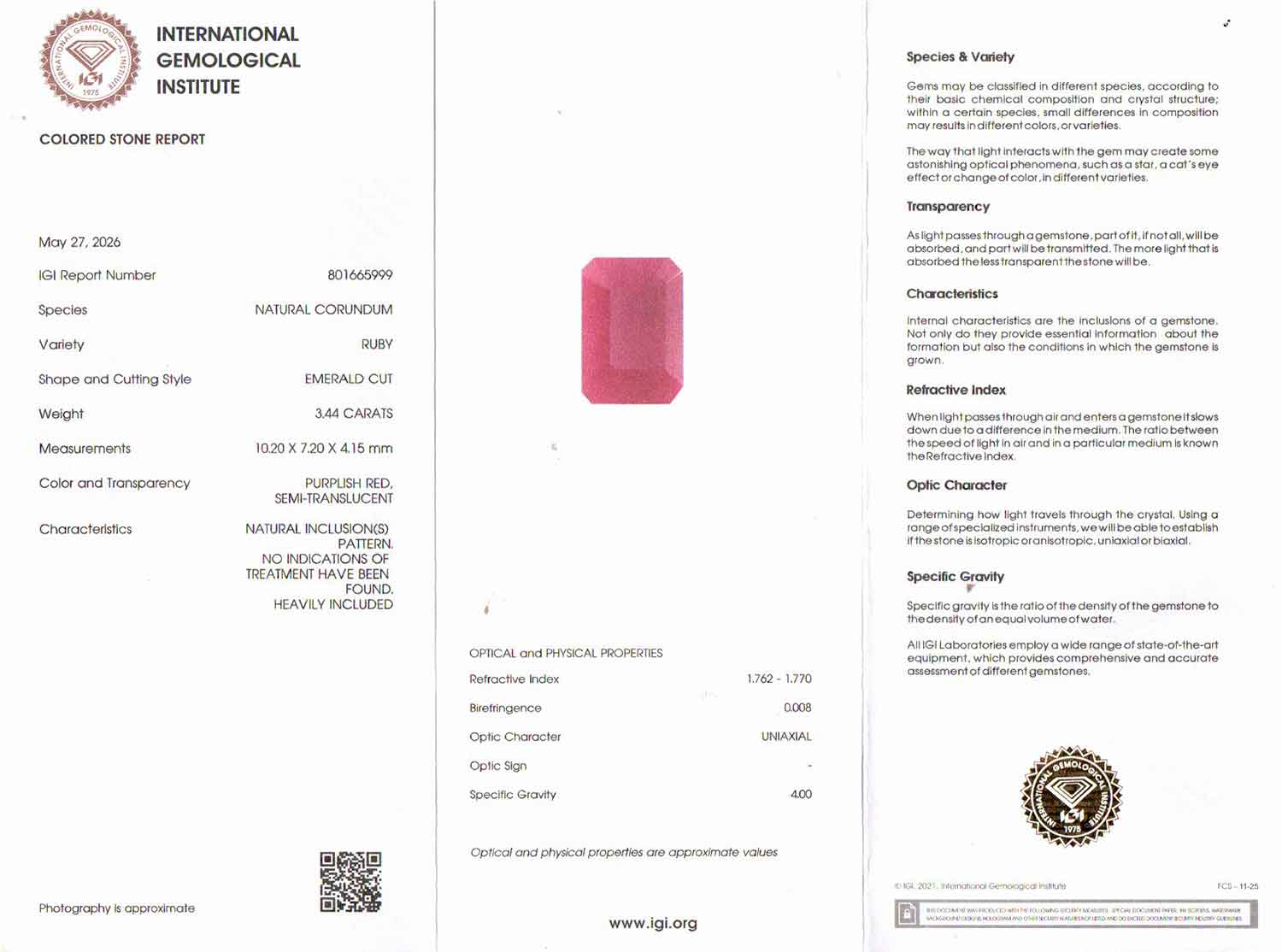 Ruby - 3.44 Carat