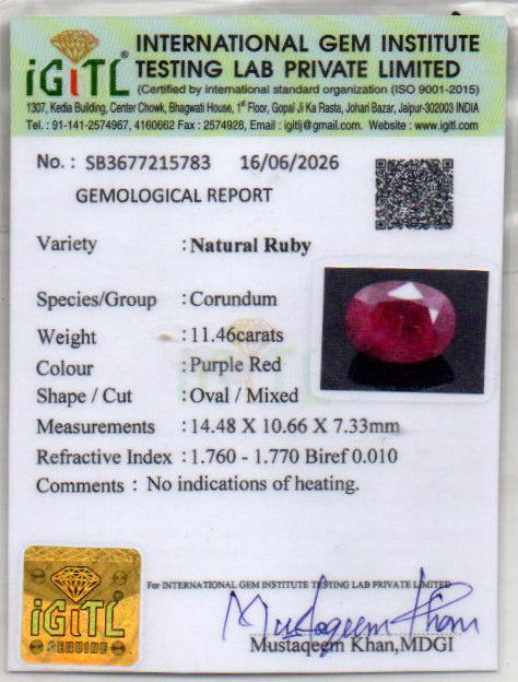 Ruby - 11.46 Carat