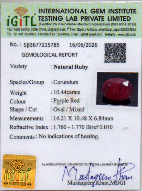 Ruby - 10.44 Carat