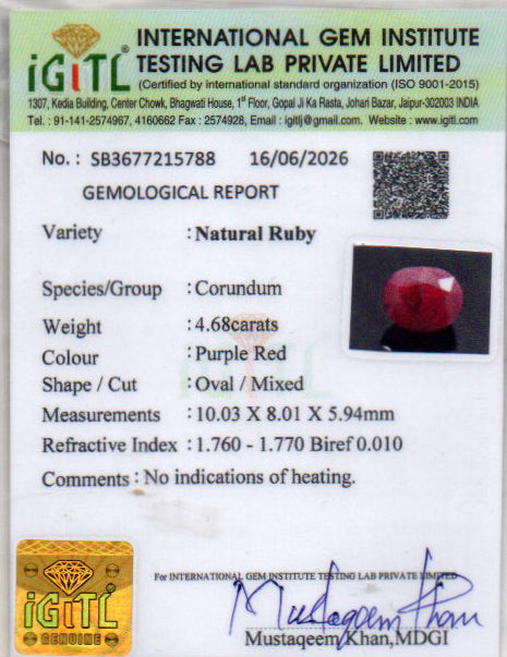 Ruby - 4.68 Carat
