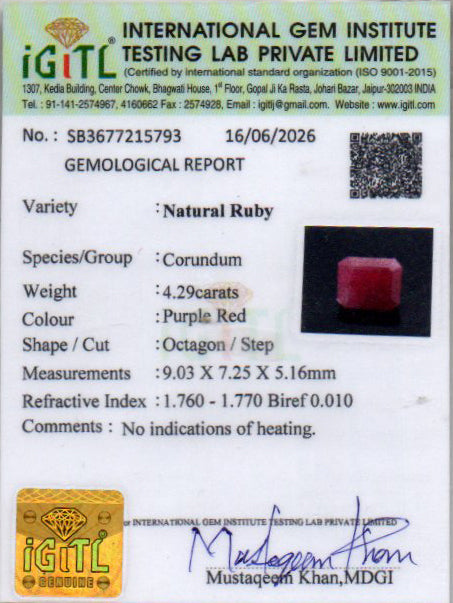 Ruby - 4.29 Carat