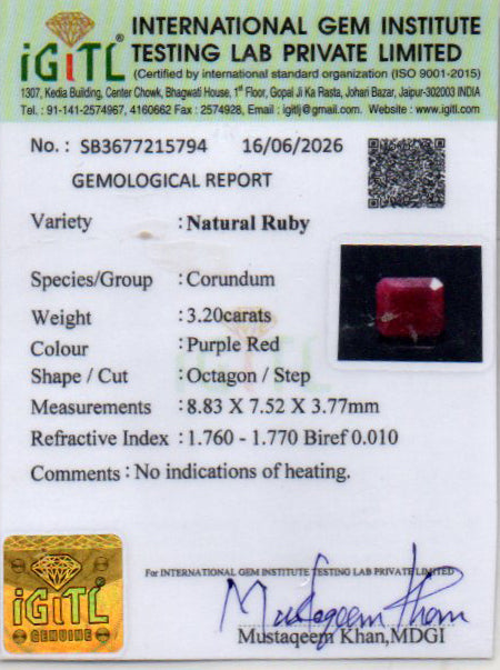 Ruby - 3.20 Carat