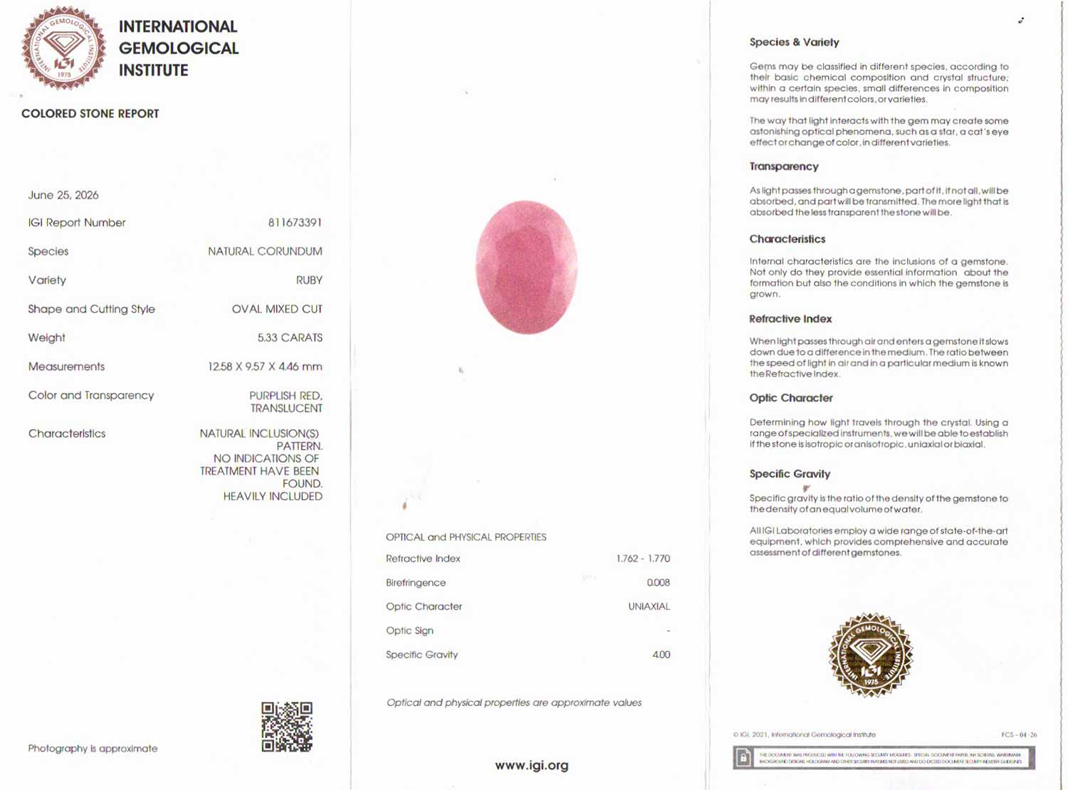 Ruby - 5.33 Carat