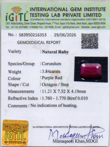 Ruby - 3.84 Carat
