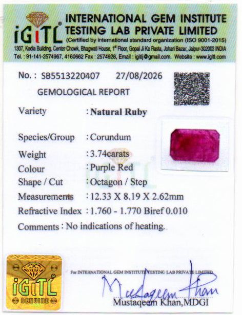Ruby - 3.74 Carat