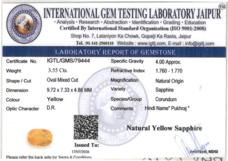 Yellow Sapphire - 3.55 Carat