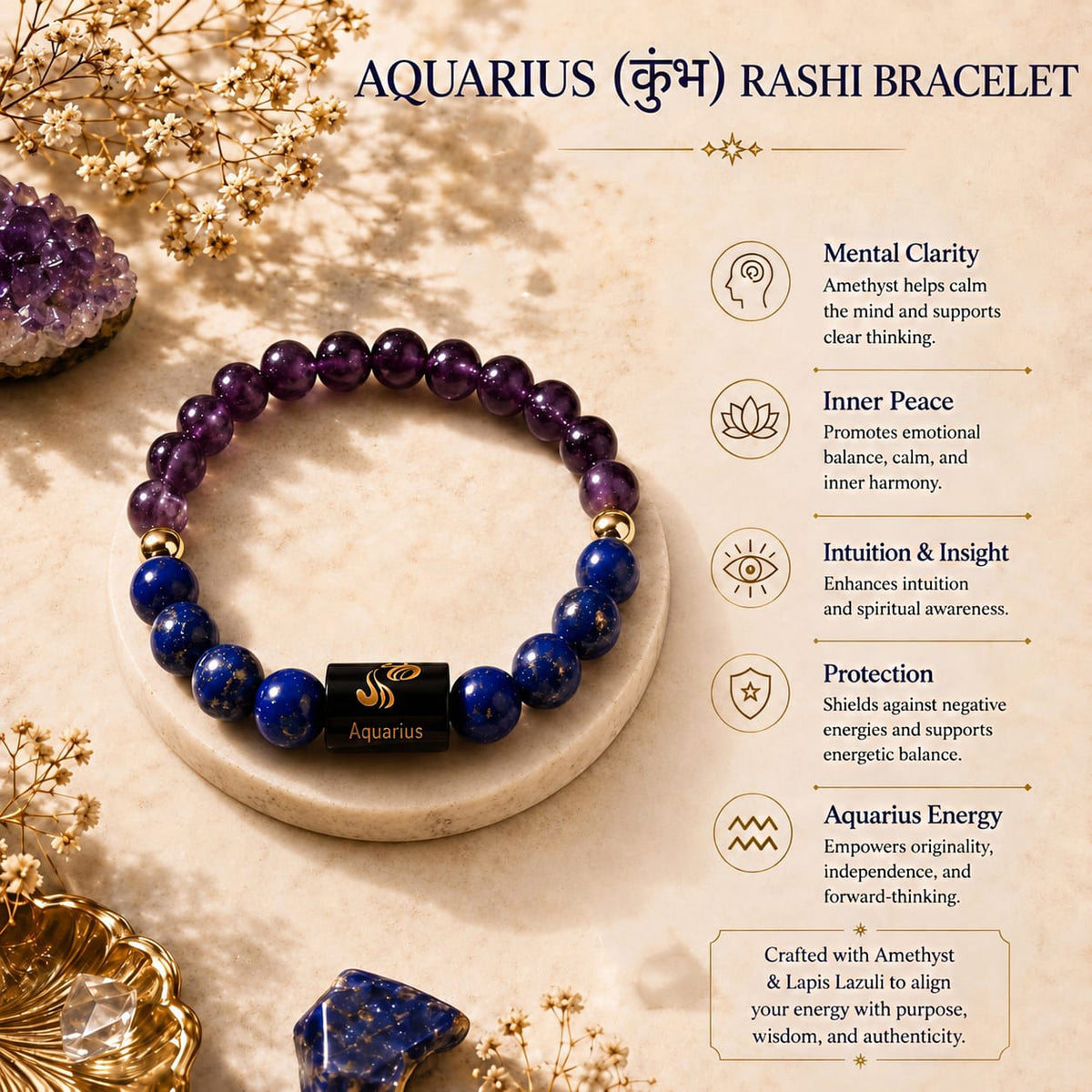 Aquarius (Kumbha Rashi) Zodiac Bracelet