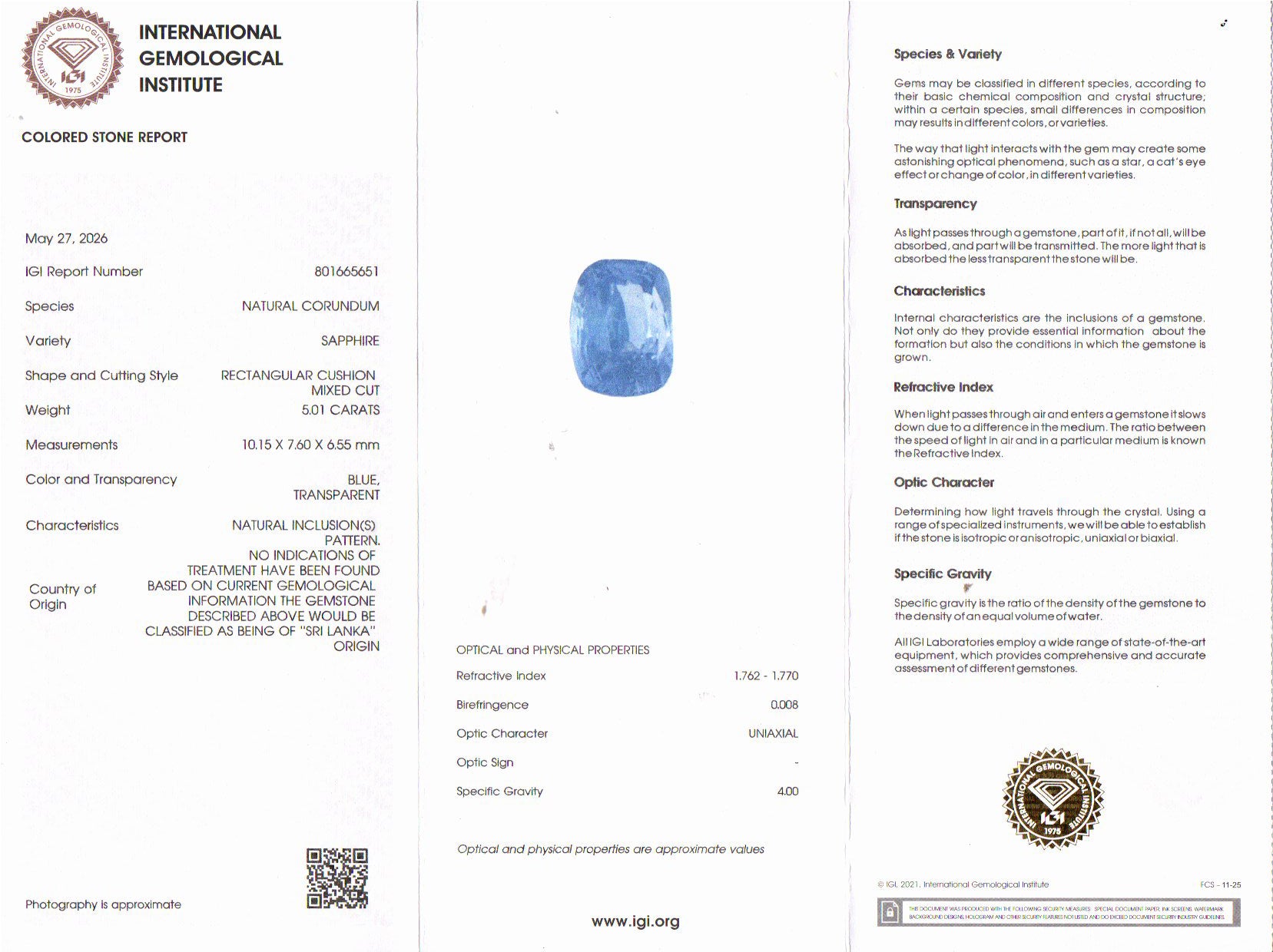 Ceylon Blue Sapphire - 5.01 Carat Limited Quality CBS-6114