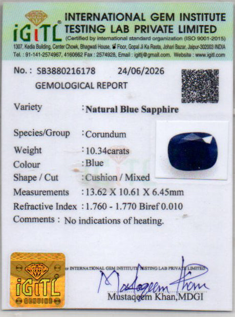Blue Sapphire - 10.34 Carat