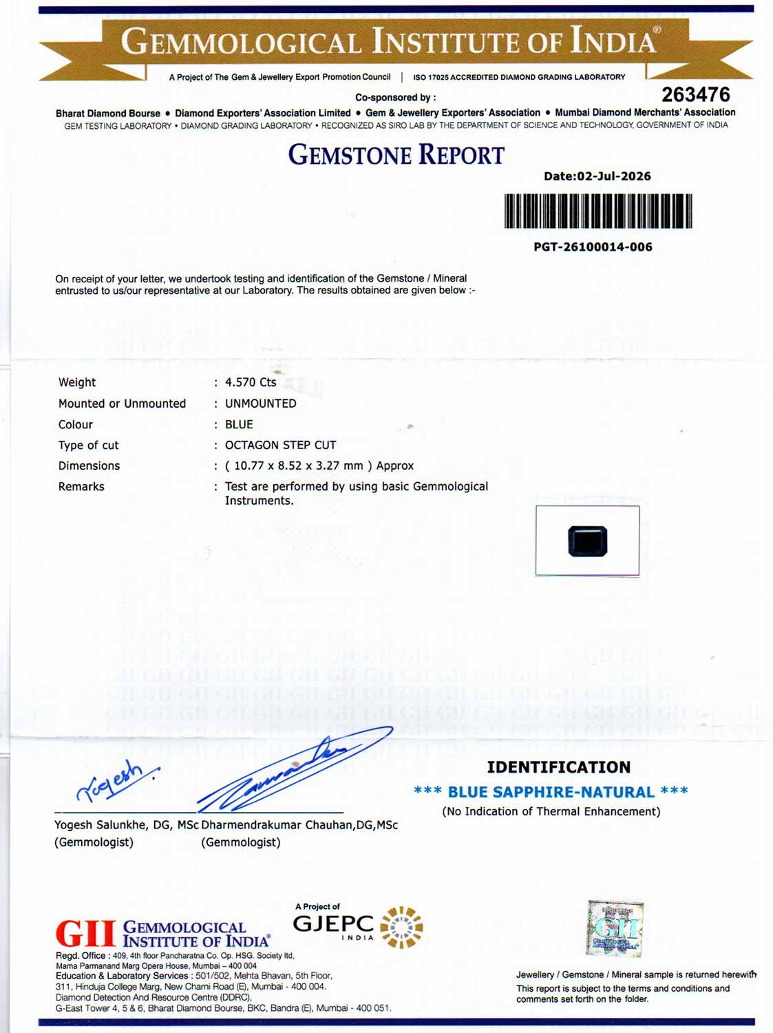 Blue Sapphire - 4.57 Carat