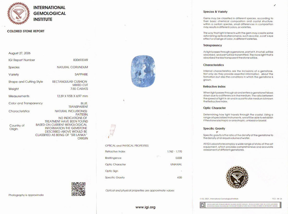 Blue Sapphire - 7.55 Carat