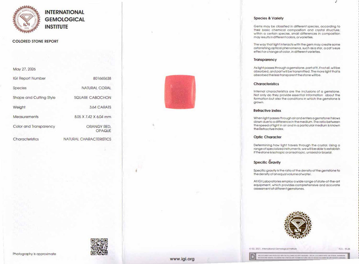 Red Coral - 3.64 Carat (4.02 Ratti - Moonga)