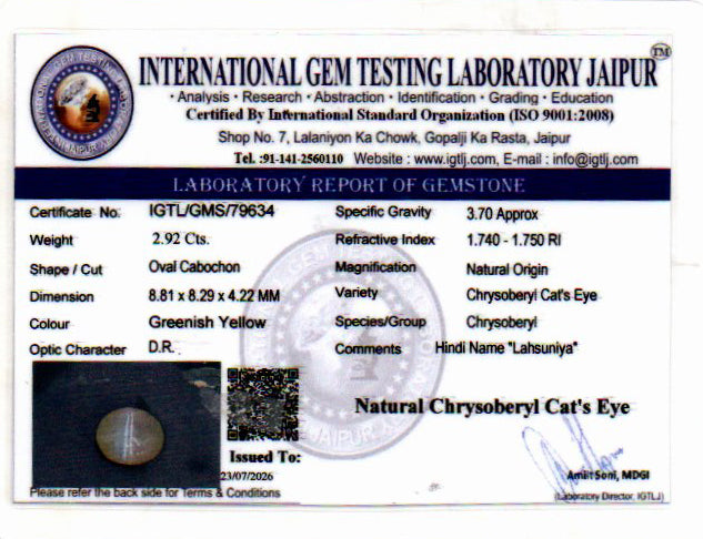 Cat's Eye - 2.91 Carat