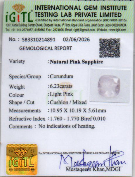 Pink Sapphire - 6.23 Carat