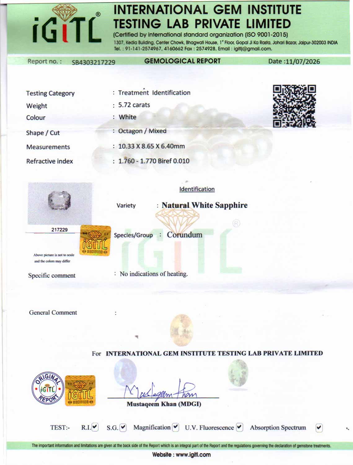 White Sapphire - 5.72 Carat