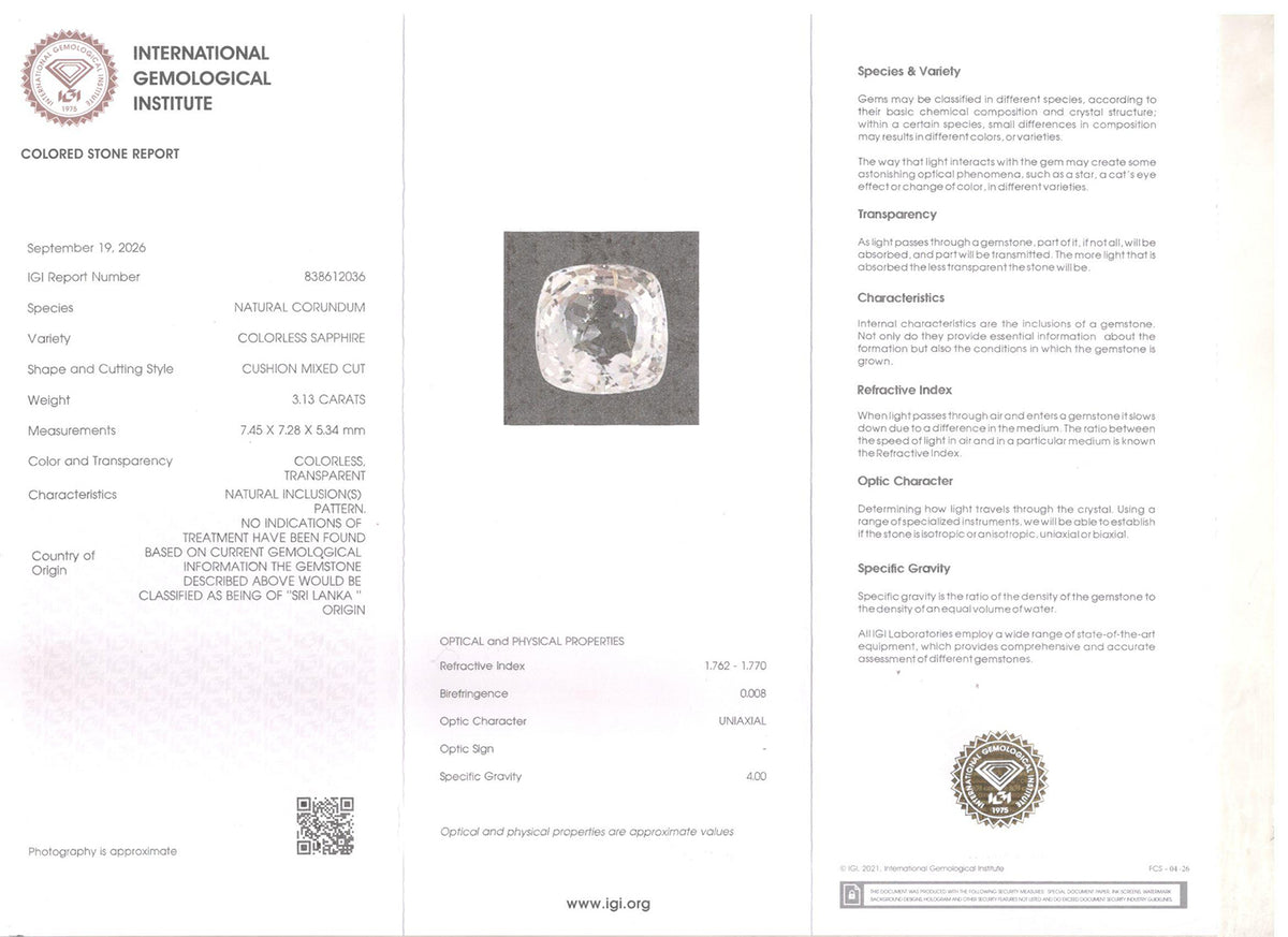 White Sapphire - 3.13 Carat