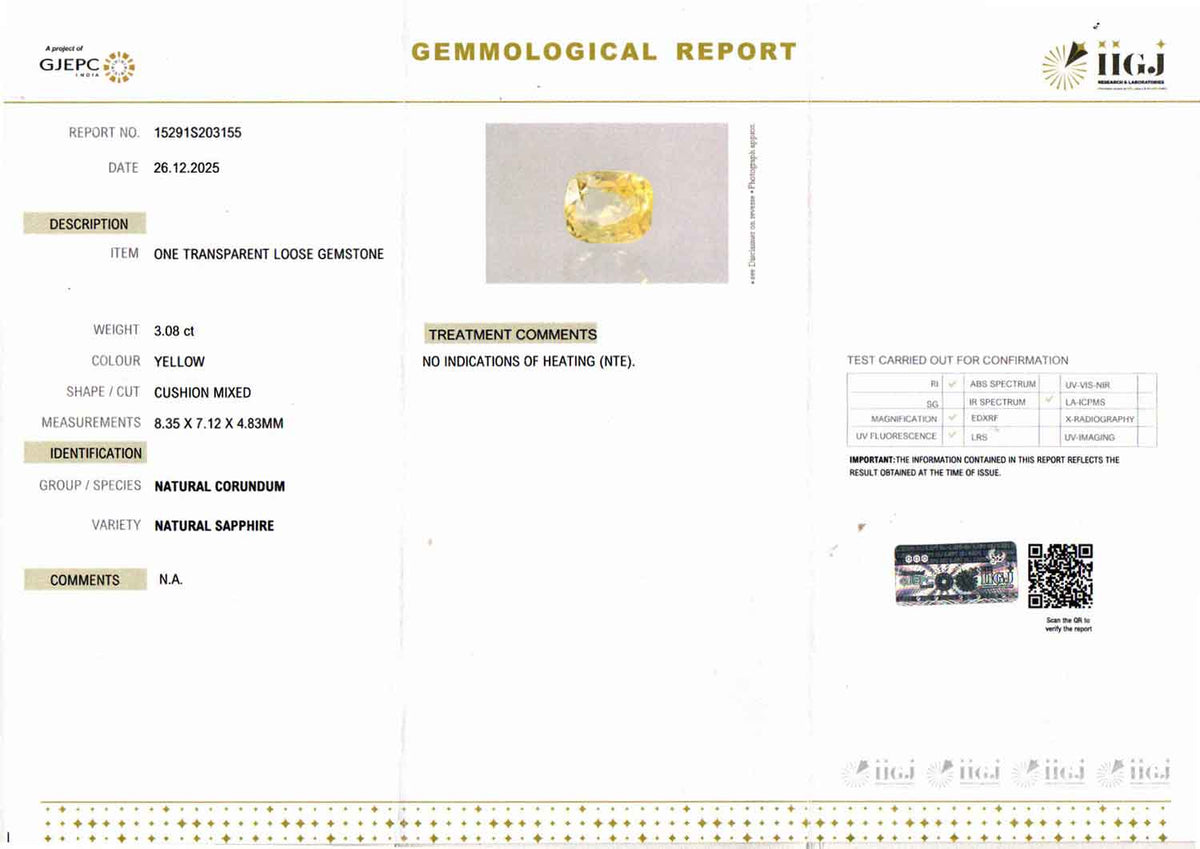 Yellow Sapphire - 3.08 Carats