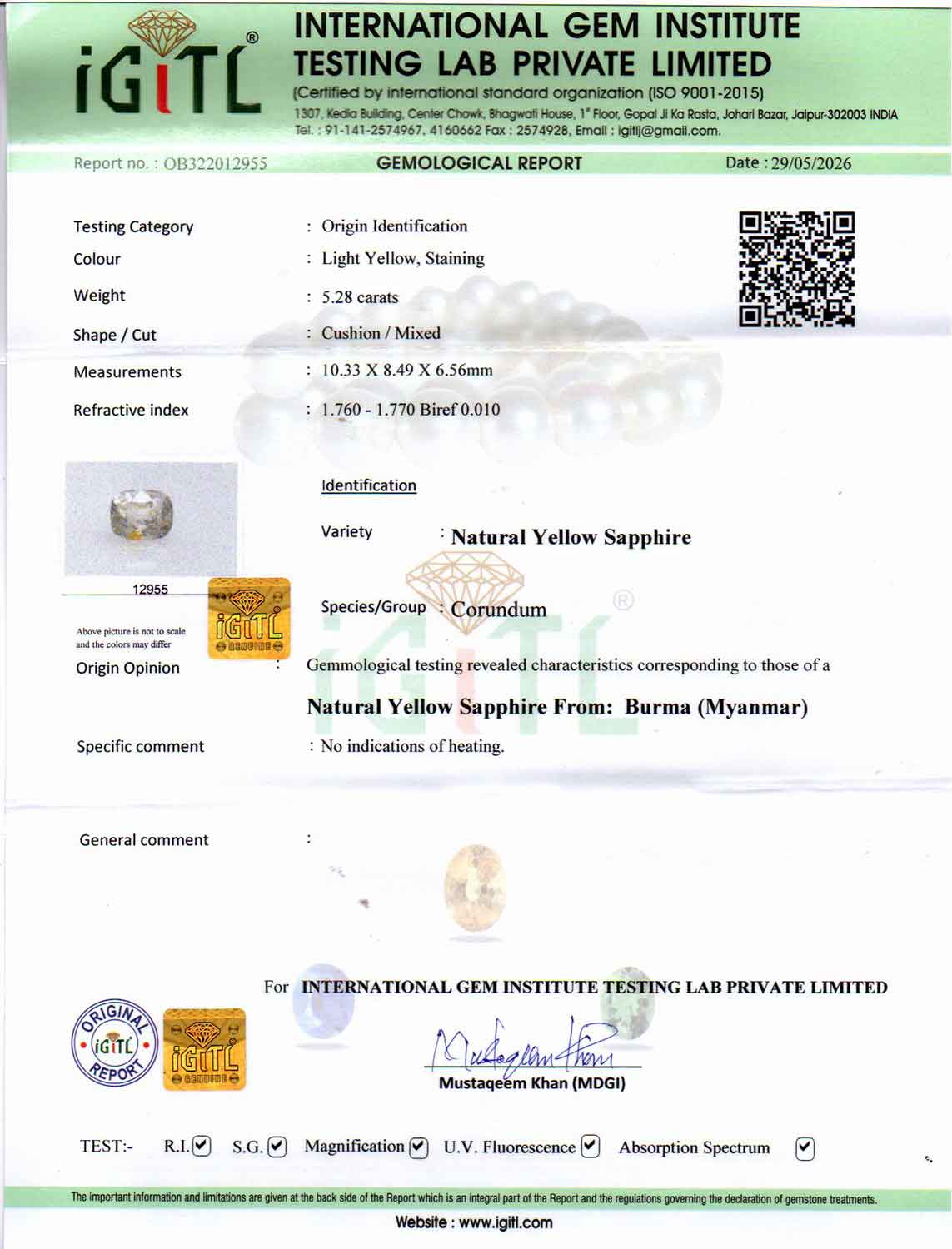 Yellow Sapphire - 5.28 Carat