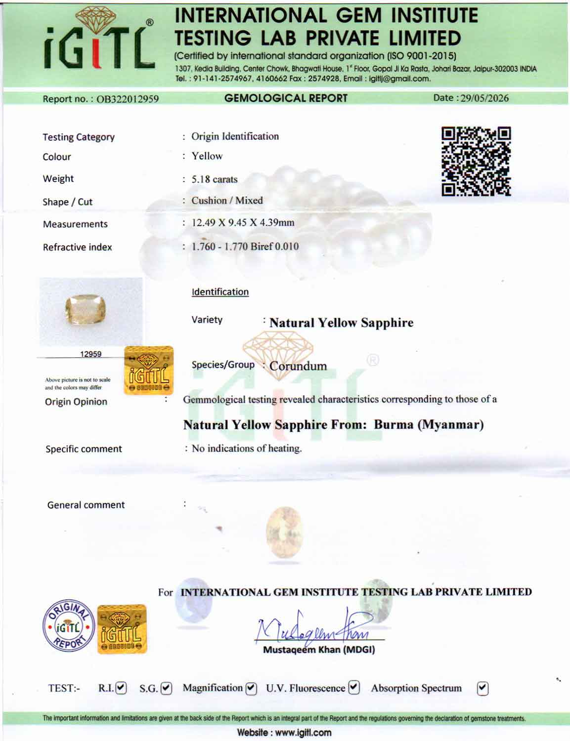 Yellow Sapphire - 5.18 Carat