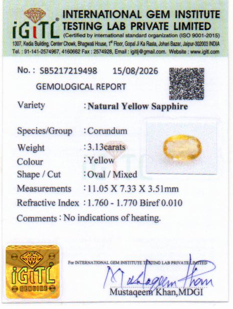 Yellow Sapphire - 3.13 Carat