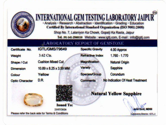 Yellow Sapphire - 3.62 Carat