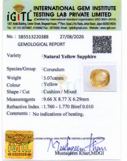 Yellow Sapphire - 5.07 Carat