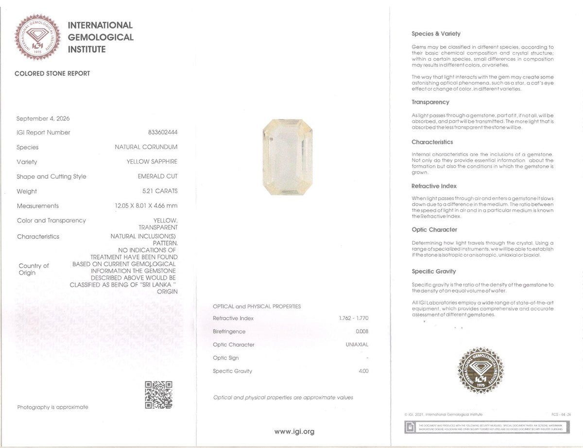 Yellow Sapphire - 5.21 Carat