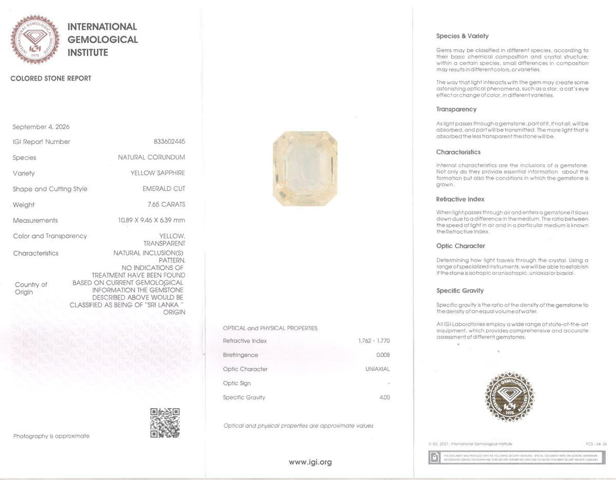 Yellow Sapphire - 7.65 Carat