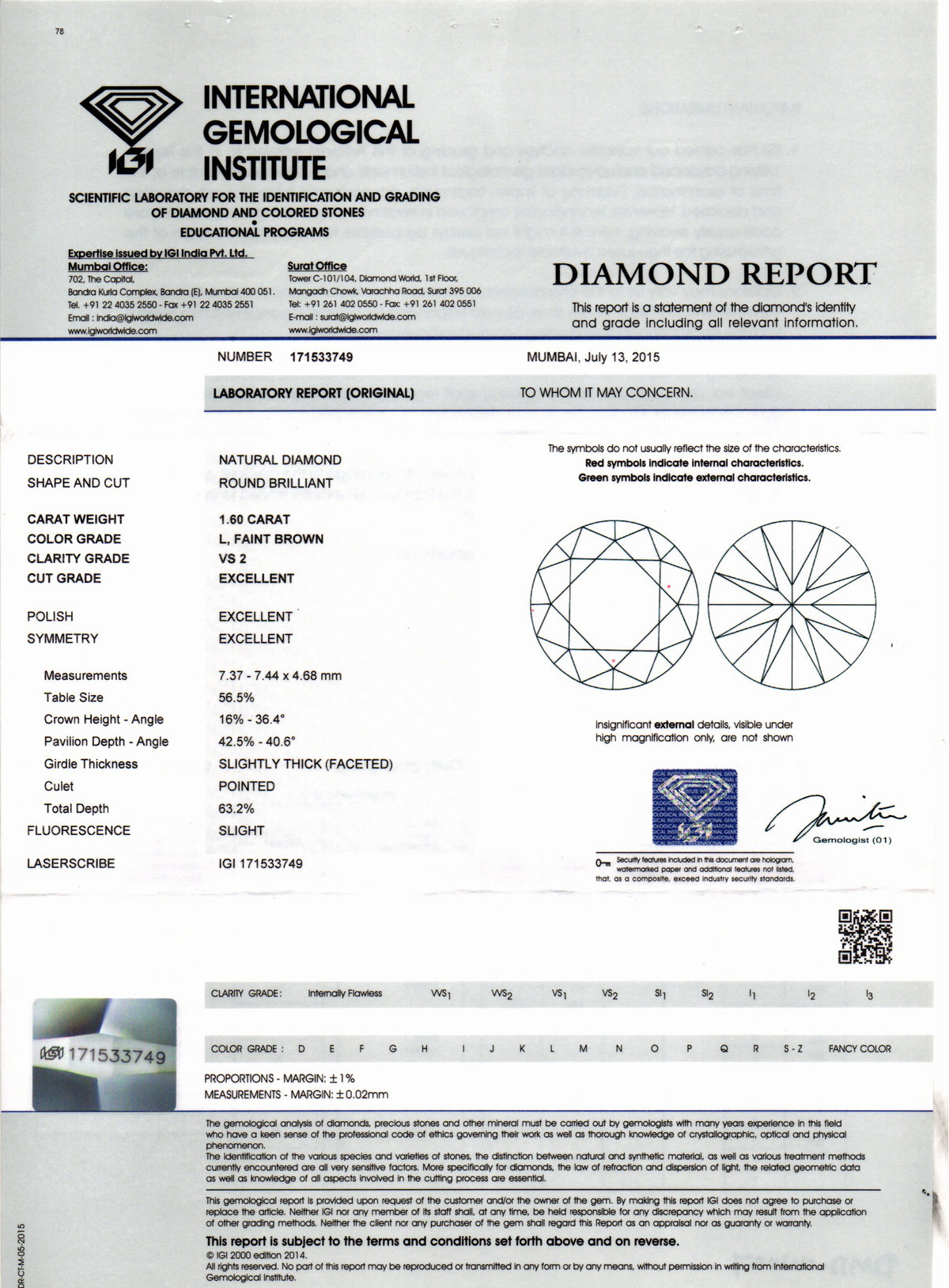 Natural Diamond - 1.60 Carat