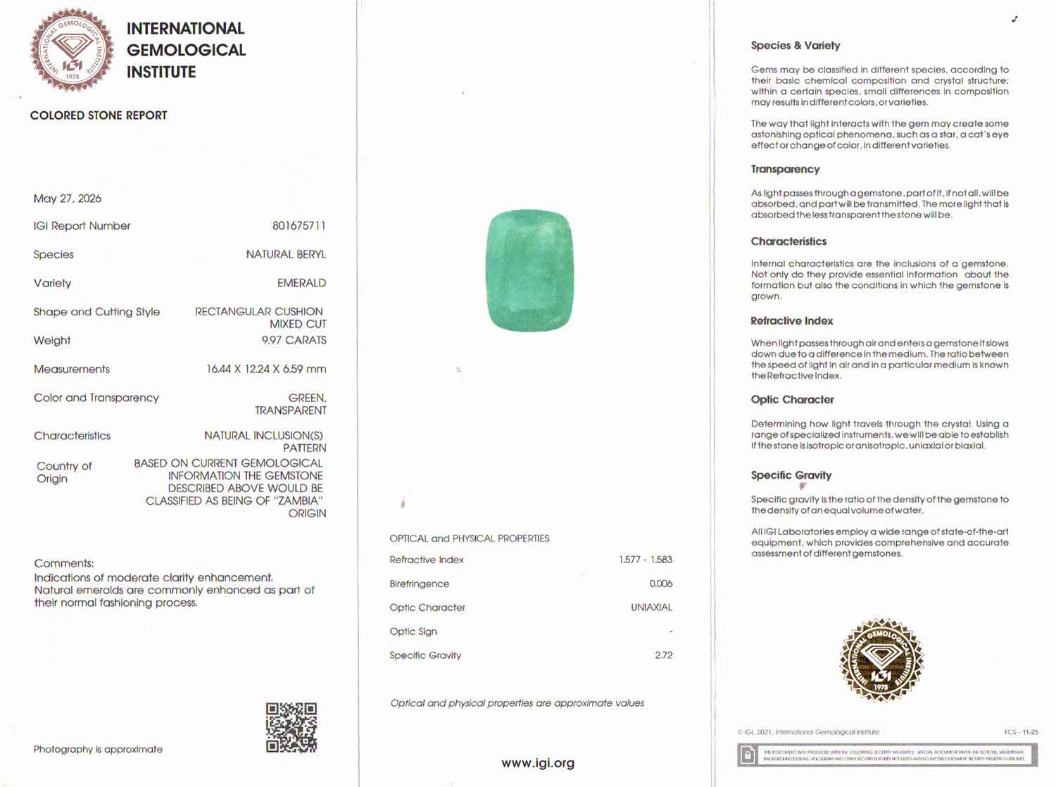 Emerald - 9.97 Carats