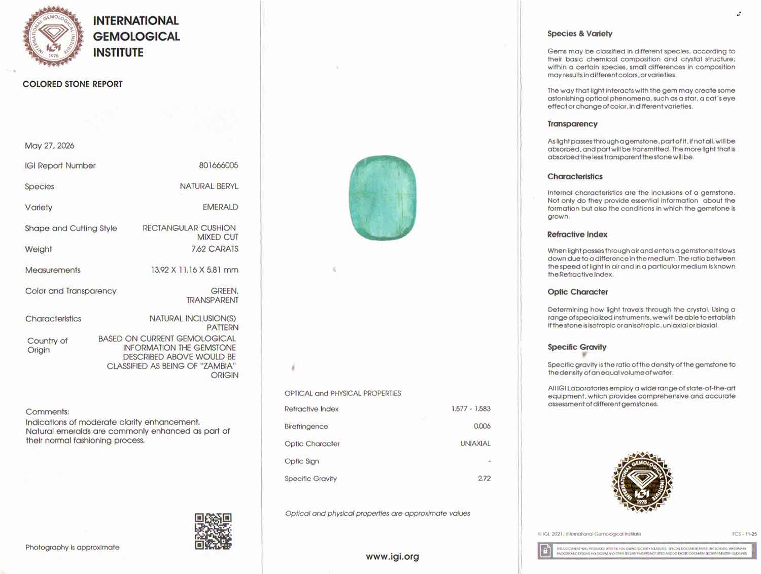 Emerald - 7.62 Carats