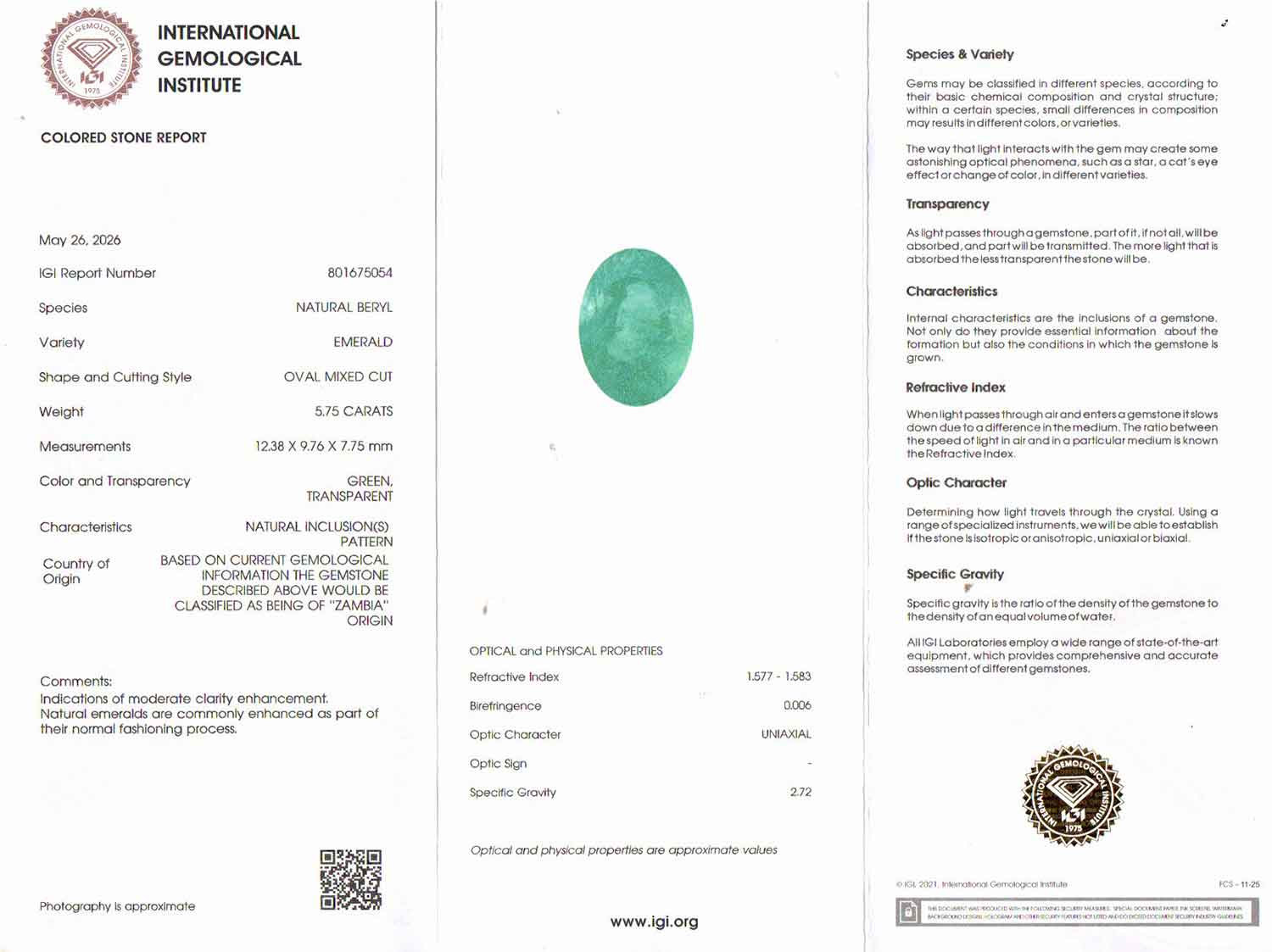 Emerald - 5.75 Carats